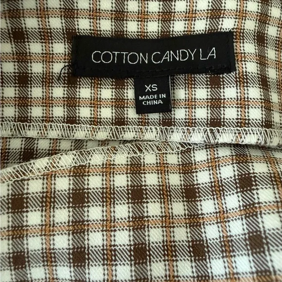 Cotton Candy LA Brown & White Gingham Mini Skirt - Picture 5 of 5